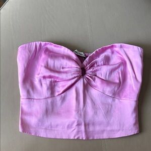 Abercrombie & Fitch Light Pink Satin Strapless Crop Top